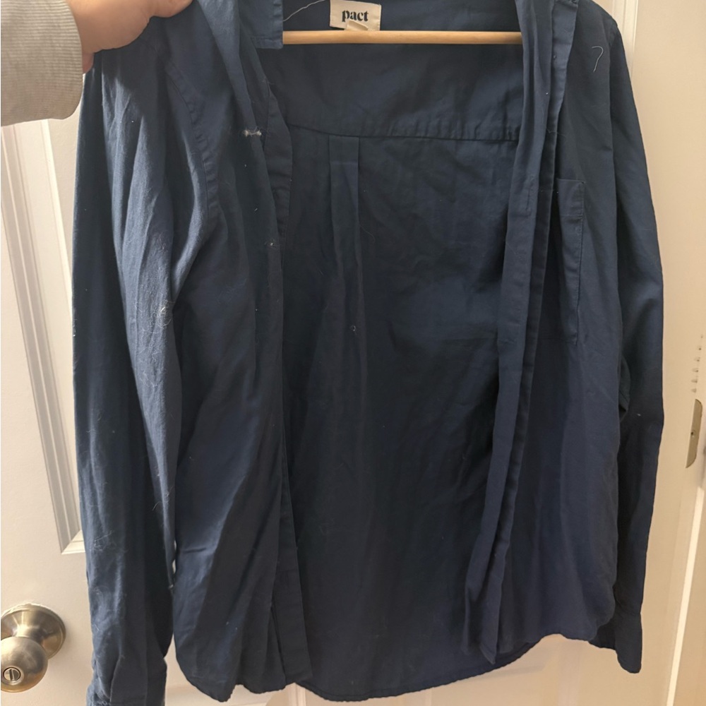 Pact Women's Navy Button Up Shirt